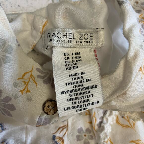Rachel Zoe Baby Floral Cream Romper with Key Hole Back Size 3-6 Months - Picture 3 of 5